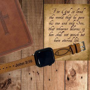 John 3:16 Real Leather Bible Verse Christian Apple Watch Band